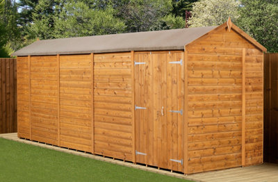 Empire Sheds Empire Modular Apex 6X18 Dipped Treated Tongue And Groove Wooden Garden Shed Double Door (6' X 18' / 6Ft X 18Ft) (6X18)