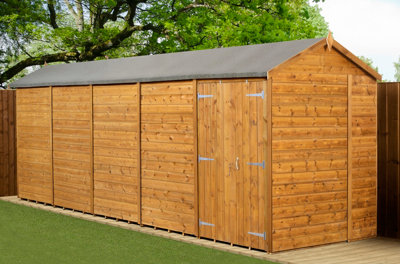 Empire Sheds Empire Modular Apex 6X20 Dipped Treated Tongue And Groove Wooden Garden Shed Double Door (6' X 20' / 6Ft X 20Ft) (6X20) from B&Q