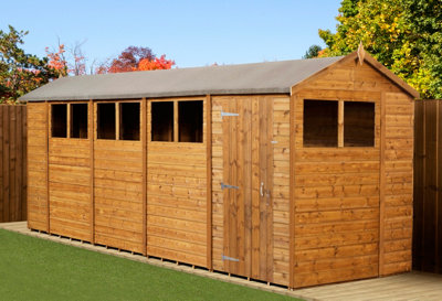 Empire Sheds Empire Modular Apex 6X18 Dipped Treated Tongue And Groove Wooden Garden Shed Windows (6' X 18' / 6Ft X 18Ft) (6X18) from B&Q