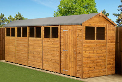 Empire Sheds Empire Modular Apex 6X20 Dipped Treated Tongue And Groove Wooden Garden Shed Windows (6' X 20' / 6Ft X 20Ft) (6X20)