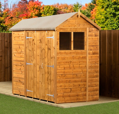 Empire Sheds Empire Modular Apex 6X6 Dipped Treated Tongue And Groove Wooden Garden Shed Double Door & Windows (6' X 6' / 6Ft X 6Ft) (6X6)