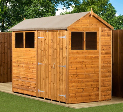 Empire Sheds Empire Modular Apex 6X8 Dipped Treated Tongue And Groove Wooden Garden Shed Double Door Windows (6' X 8' / 6Ft X 8) (6X8)