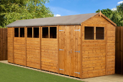 Empire Sheds Empire Modular Apex 6X18 Dipped Treated Tongue And Groove Wooden Garden Shed Double Door & Windows (6' X 18' / 6Ft X 18Ft) (6X18)