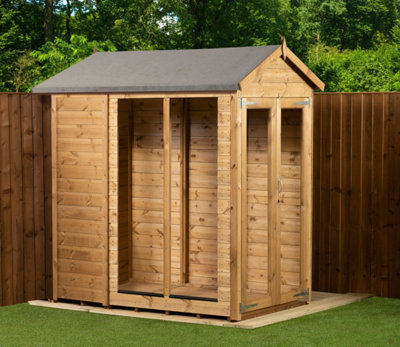 Empire Sheds Empire Apex Summerhouse 4X6 Dipped Treated Tongue And Groove Wooden Garden Shed Double Door (4' X 6' / 4Ft X 6Ft) (4X6)