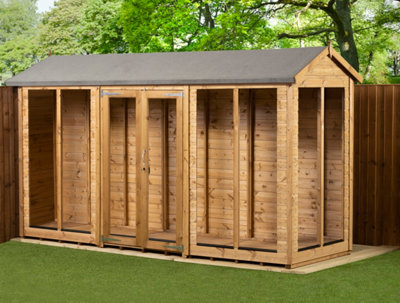 Empire Sheds Empire Apex Summerhouse 4X12 Dipped Treated Tongue And Groove Wooden Garden Shed Double Door (4' X 12' / 4Ft X 12Ft) (4X12)