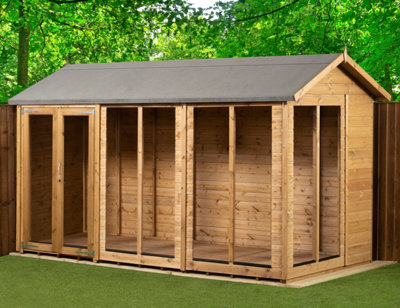 Empire Sheds Empire Apex Summerhouse 6X12 Dipped Treated Tongue And Groove Wooden Garden Shed Double Door (6' X 12' / 6Ft X 12Ft) (6X12)