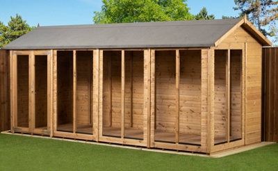 Empire Sheds Empire Apex Summerhouse 6X16 Dipped Treated Tongue And Groove Wooden Garden Shed Double Door (6' X 16' / 6Ft X 16Ft) (6X16)