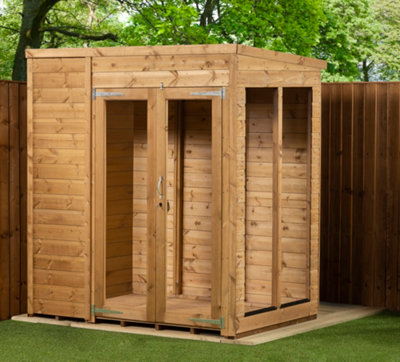 Empire Sheds Empire Pent Summerhouse 6X4 Dipped Treated Tongue And Groove Wooden Garden Shed Double Door (6' X 4' / 6Ft X 4Ft) (6X4) from B&Q