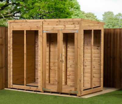 Empire Sheds Empire Pent Summerhouse 8X4 Dipped Treated Tongue And Groove Wooden Garden Shed Double Door (8' X 4' / 8Ft X 4Ft) (8X4) from B&Q
