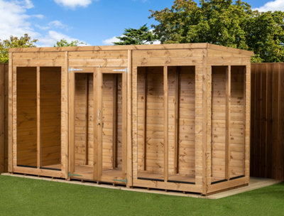 Empire Sheds Empire Pent Summerhouse 12X4 Dipped Treated Tongue And Groove Wooden Garden Shed Double Door (12' X 4' / 12Ft X 4Ft) (12X4) from B&Q