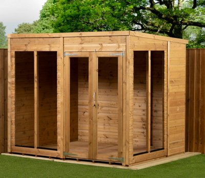 Empire Sheds Empire Pent Summerhouse 8X6 Dipped Treated Tongue And Groove Wooden Garden Shed Double Door (8' X 6' / 8Ft X 6Ft) (8X6)