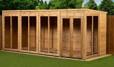 Empire Sheds Empire Pent Summerhouse 16X6 Dipped Treated Tongue And Groove Wooden Garden Shed Double Door (16' X 6' / 16Ft X 6Ft) (16X6) from B&Q