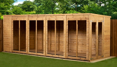 Empire Sheds Empire Pent Summerhouse 18X6 Dipped Treated Tongue And Groove Wooden Garden Shed Double Door  (18' X 6' / 18Ft X 6Ft) (18X6) from B&Q