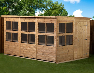 Empire Sheds Empire Pent Potting Shed 12X8 Single Door from B&Q
