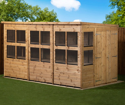 Empire Sheds Empire Pent Potting Shed 12X6 Double Door from B&Q