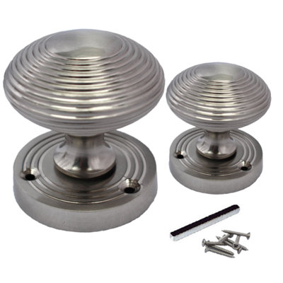 Betley Butterfly Door Knobs Reeded Round Internal Mortice KnobSatin 56mm from B&Q