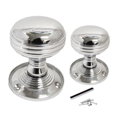Betley Butterfly Door Knobs Reeded Heavy Duty Mortice KnobChrome Polished 64mm from B&Q