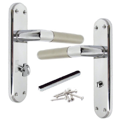 Betley Butterfly Door Handles Mitred Straight Lever Bath Lock DuoChrome Satin 180mm X 40mm