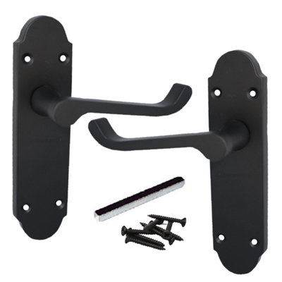 Betley Butterfly Epsom Door Handle Latch Victorian Scroll LeverMatt Black from B&Q
