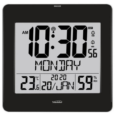Youshiko Large Jumbo Lcd Radio Controlled Wall Clock  With Temperature And Humidity Display  Yc8059 from B&Q