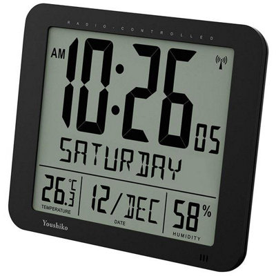 Youshiko Large Radio Controlled Wall Clock With Large 3.27 Inches Time Digits