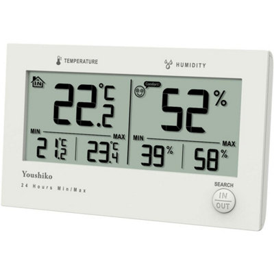 Youshiko Twin Indoor Outdoor Thermometer Hygrometer / Humidity Temperature Monitor  Maximum And Minimum from B&Q