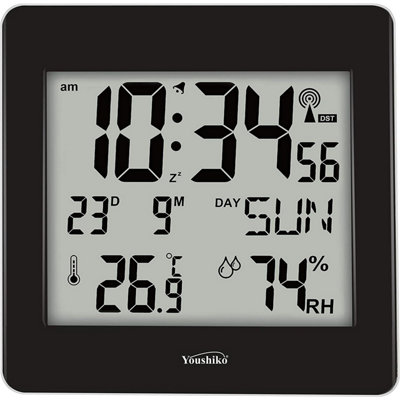Youshiko Large Jumbo Lcd Radio Controlled Wall Clock  With Temperature And Humidity Display  Yc8058 from B&Q