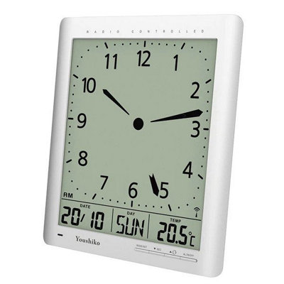 Youshiko Radio Control Large Lcd  Digital Analog  Style Wall Clock