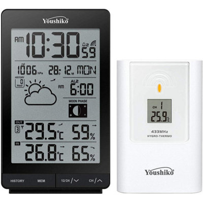 Youshiko Yc9342 Wireless Weather Station ( Premium Quality  )  Radio Controlled Clock