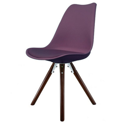 B&Q -  Soho  Aubergine Plastic Dining Chair With Pyramid Dark Wood Legs