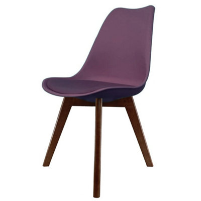 B&Q -  Soho Aubergine Plastic Dining Chair With Squared Dark Wood Legs