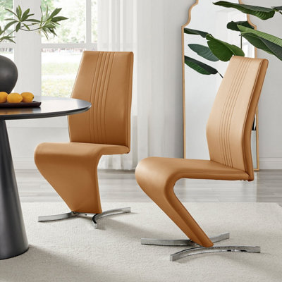 B&Q -  Willow 2X Mustard Faux Leather Dining ChairsDining Chairs Set Of 2Mustard Dining ChairsKitchen Chairs