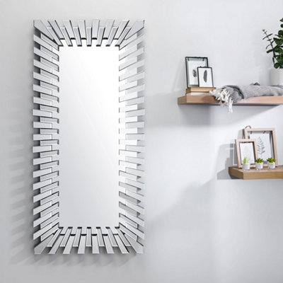Furnitureboxuk Unisex Silver Starburst Large 170Cm X 80Cm 3D Rectangular Sunburst Modern Hallway Bedroom Dining & Living Room Mirror - Image 7