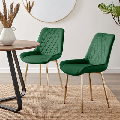 Furniturebox Set Of 2 Dining ChairsPesaro Modern Dining ChairsGreen Velvet Gold Leg Dining ChairsKitchen Dining Room Chairs from B&Q