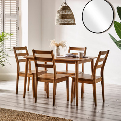 Furniturebox Dark Uk Lynton Walnut Colour Wooden Dining Table & 4 Dining Chairs Small