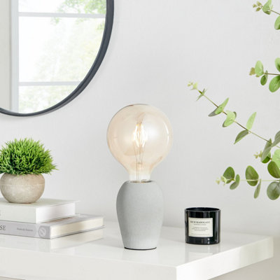 Furniturebox Uk Kayla Industrial Grey Concrete And Smoked Glass Table Lamp from B&Q