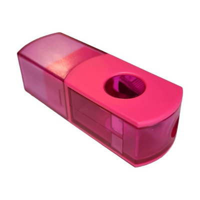 Jakar 2-In-1 Neon Pencil Sharpener & Eraser (Pink)CompactPortable Design For School & Office Use (5331) from B&Q