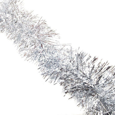 HSD Fine Silver Tinsel Garland2M (6.5Ft)Festive Christmas & Party DecorationMantel & Home Decor from B&Q