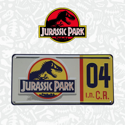 B&Q Jurassic Park Replica Number Plate Tin Sign