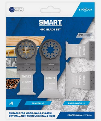 B&Q -  St4Mak Multi Tool Star Lock Blade 4Pc Starlock Set Bi-Metal Rapid Blades