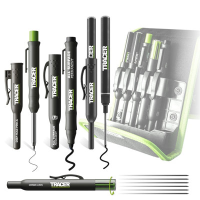 Tracer Amk5 5Pc Marker Kit Carpenter Pencil Long Nib Markers Clog-Free Site Pens from B&Q