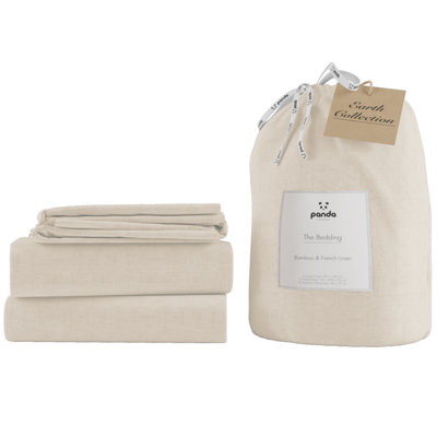 Panda London Bamboo & French Linen Complete Bedding Set Natural