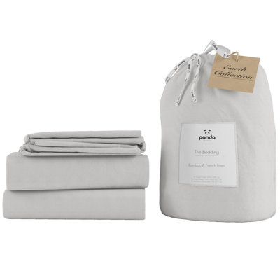 B&Q -  Bamboo & French Linen Complete Bedding Set Coconut White
