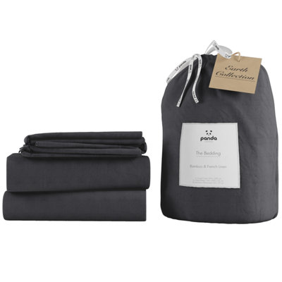 B&Q -  Bamboo & French Linen Complete Bedding Set Slate Grey