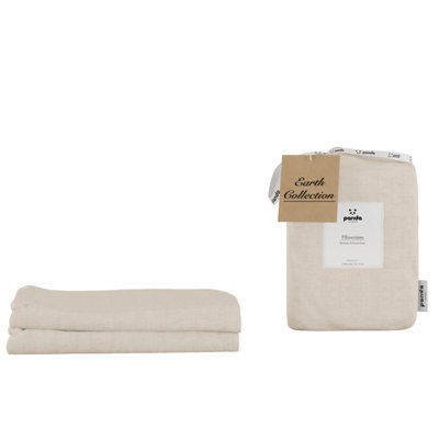 panda London Bamboo & French Linen Pillowcases Natural from B&Q