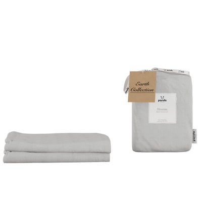 Panda London Silver Bamboo French Linen Fitted Sheet Pillowcases - Image 3