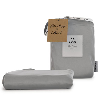 Panda London 100% Bamboo Bedding Flat Sheet Quiet Grey