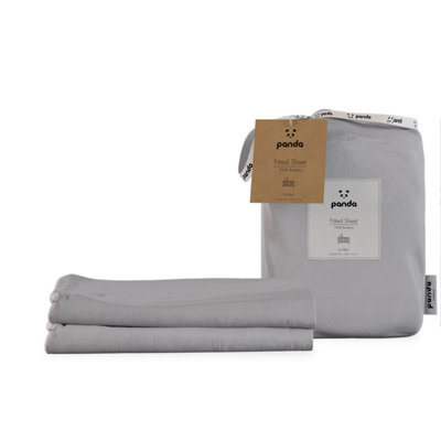 Panda London 100% Bamboo Bedding Fitted Sheet (2-Pack) Quiet Cot/Cotbed Grey
