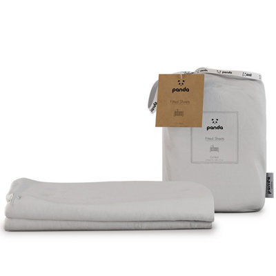 Panda London 100% Bamboo Bedding Fitted Sheet (2-Pack) Pure Cot/Cotbed White