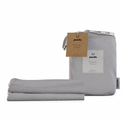 Panda London Grey 100% Bamboo Bedding Pillowcases Quiet